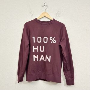 EVERLANE Typography Sweatshirt Womens Sz M Burgundy 100% Human Pullover Cotton